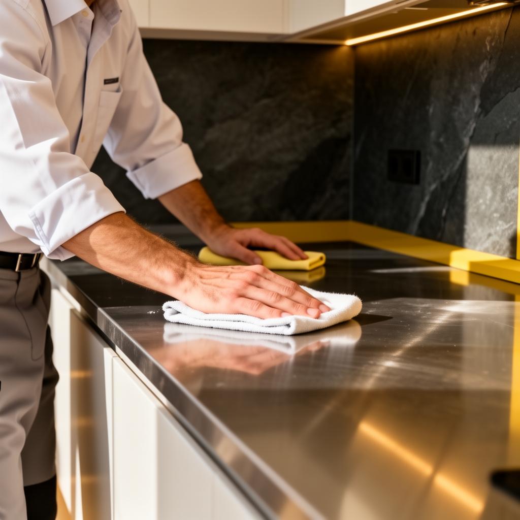 MyPlace Cleans professional polishing a kitchen surface